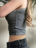 Lace Trim Gray Tank Top