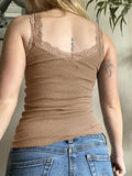 Lace Trim Gray Tank Top