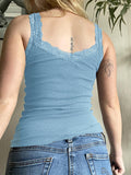 Lace Trim Gray Tank Top