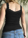 Lace Trim Gray Tank Top