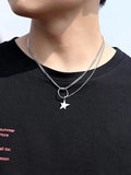 Men's Star Pendant Layered Chain Necklace