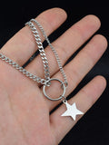 Men's Star Pendant Layered Chain Necklace