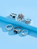 Men's 6pcs Silver Punk Ring