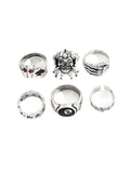 Men's 6pcs Silver Punk Ring