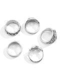 Men's 5pcs Engraved Silver Ring