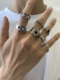 Men's 7pcs Geometric Silver Ring