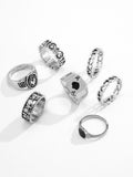 Men's 7pcs Geometric Silver Ring