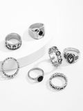 Bague géométrique en argent 7 pièces pour hommes