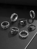 Men's 7pcs Geometric Silver Ring