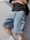 Short cargo en jean coupe ample pour hommes