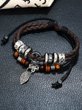 Adjustable Layered Beads Pu Leather Bracelet