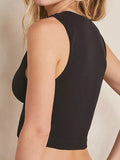 Button Detail Cropped Slim Tank Top