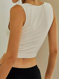 Button Detail Cropped Slim Tank Top