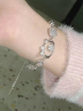 Silver Rhinestone Cat Bracelet