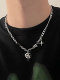 Men's Black Gem Star Pendant Necklace