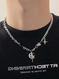 Collier pendentif étoile gemme noire pour hommes