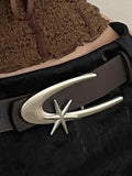 Retro Metal Logo Buckle Belt