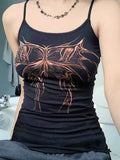 Contrast Color Butterfly Print Cami Top