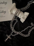 Men's Double Layered Embedded Diamond Cuban Chain Necklace