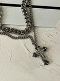 Men's Double Layered Embedded Diamond Cuban Chain Necklace