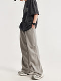 Men's Plain Pleated Casual Straight Leg Pants