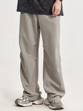 Men's Plain Pleated Casual Straight Leg Pants