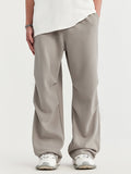 Men's Plain Pleated Casual Straight Leg Pants