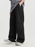 Men's Plain Pleated Casual Straight Leg Pants