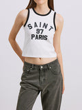 Contrast Letter Printed Short Tank Top