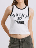 Contrast Letter Printed Short Tank Top