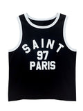 Contrast Letter Printed Short Tank Top