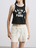 Contrast Letter Printed Short Tank Top