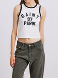 Contrast Letter Printed Short Tank Top