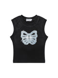 Gradient Color Butterfly Applique Tank Top