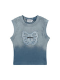 Gradient Color Butterfly Applique Tank Top