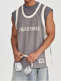 Men's Fake Two Piece Patchwork Loose Vest