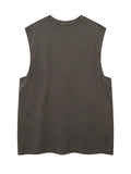 Men's Vintage Washed Distressed Letter Print Vest