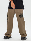 Men's Retro Pattern Casual Straight Leg Pants