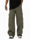 Men's Large Pocket Pleated Loose Cargo Pants