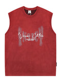 Men's Letter Print Casual Round Neck Loose Vest