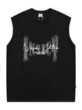 Men's Letter Print Casual Round Neck Loose Vest