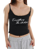 Lace Stitching Letter Print Cami Top