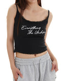 Lace Stitching Letter Print Cami Top