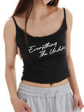 Lace Stitching Letter Print Cami Top