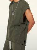 Men's Vintage Washed Distressed Slit Vest