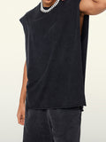 Men's Vintage Washed Distressed Slit Vest