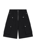 Short ample zippé à poches multiples pour hommes