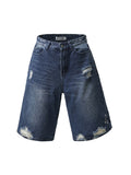 Men's Washed Distressed Denim Shorts