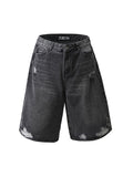 Men's Washed Distressed Denim Shorts