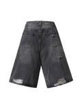 Men's Washed Distressed Denim Shorts